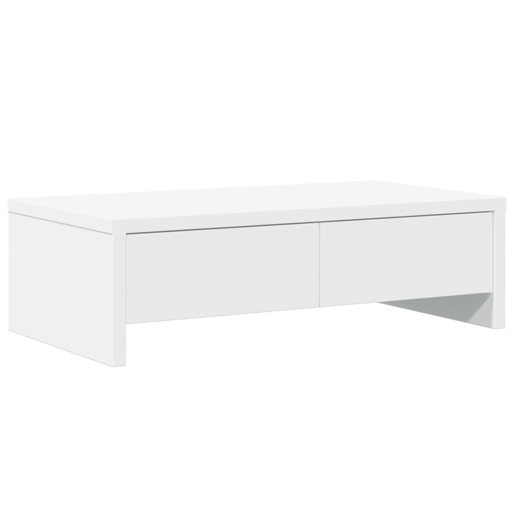 NNEVL Monitor Stand with Drawers White 50x27x15 cm Engineered Wood