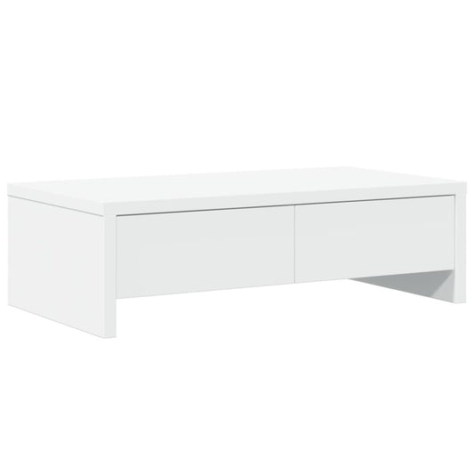 NNEVL Monitor Stand with Drawers White 50x27x15 cm Engineered Wood