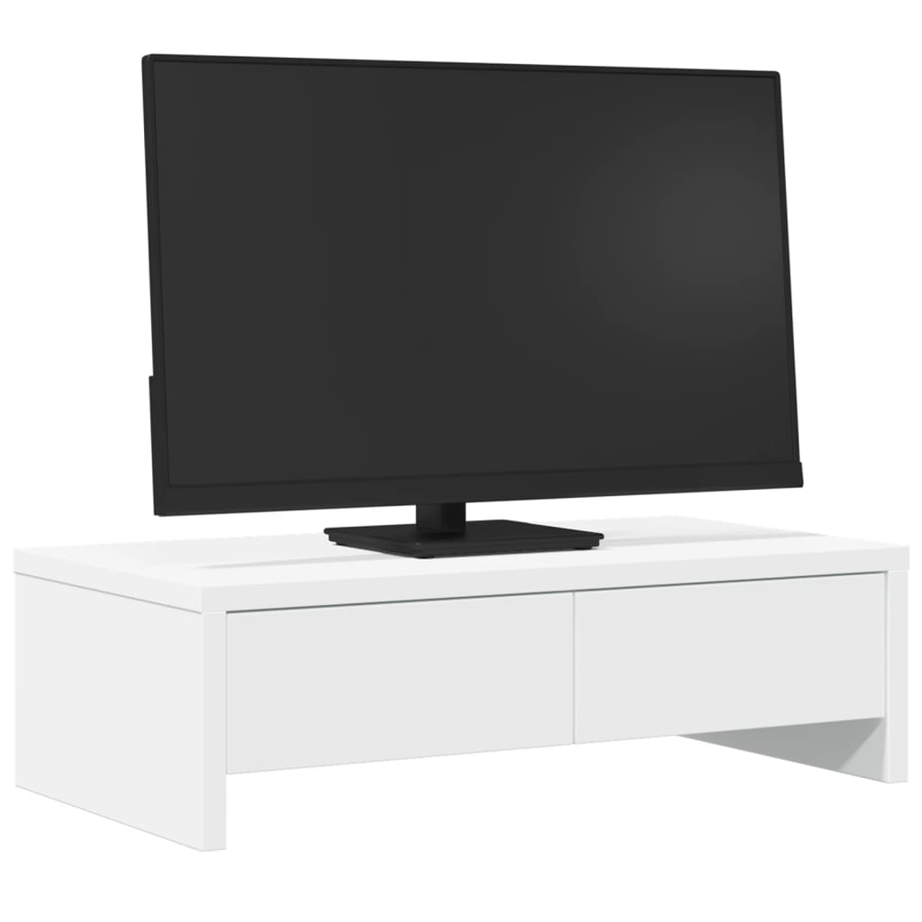 NNEVL Monitor Stand with Drawers White 50x27x15 cm Engineered Wood
