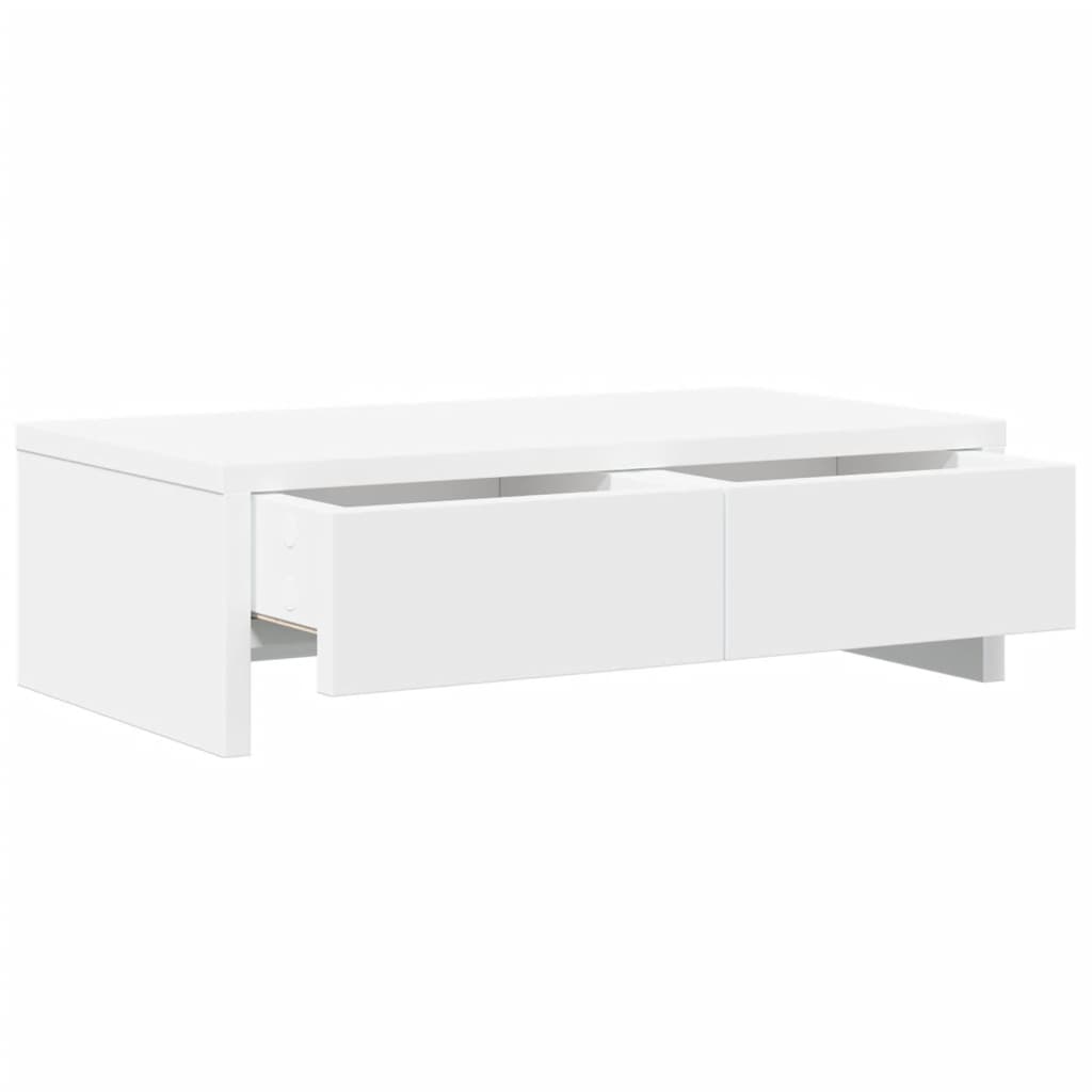 NNEVL Monitor Stand with Drawers White 50x27x15 cm Engineered Wood